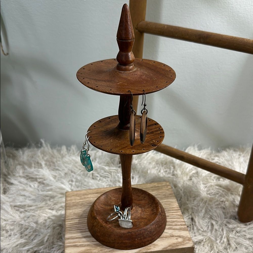 Wooden Earring & Ring Holder Rustic And Distressed
